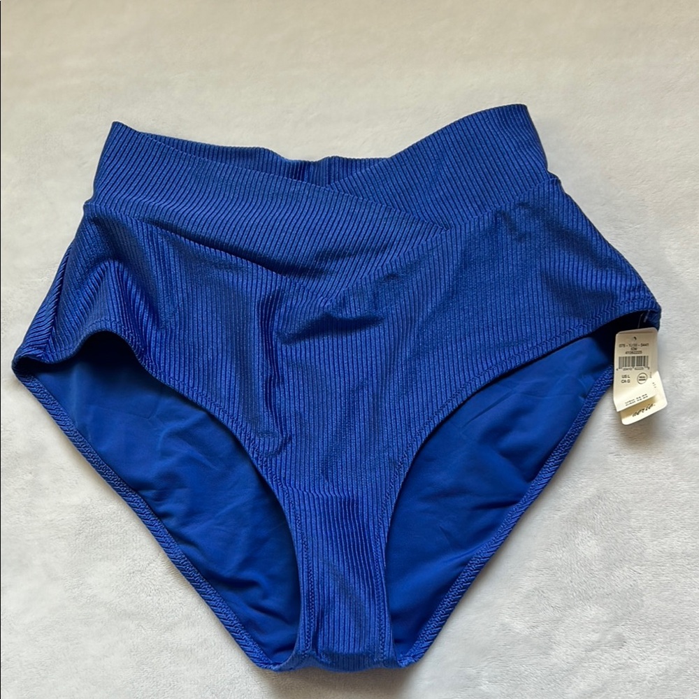 Blue High-Waisted Bikini Bottoms